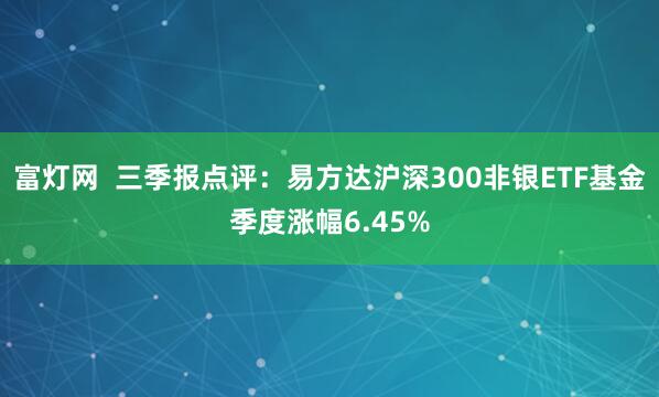 富灯网  三季报点评：易方达沪深300非银ETF基金季度涨幅6.45%
