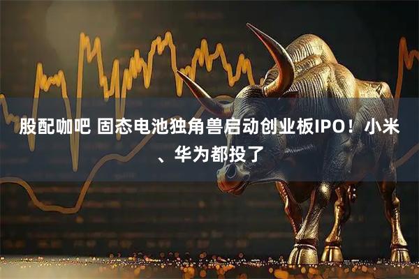 股配咖吧 固态电池独角兽启动创业板IPO！小米、华为都投了